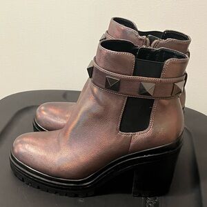 Studded Metallic Ankle Boots